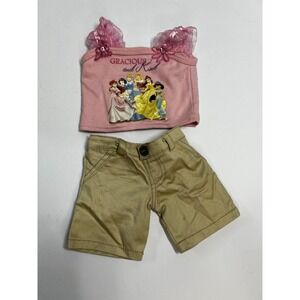 Build a Bear Disney Princess Pink Gracious Kind Gem Tank Top‎ Khaki Pants Outfit